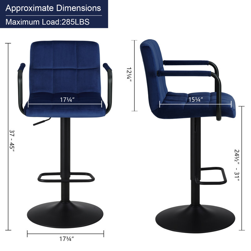 Tabouret de bar Amjed, Bleu foncé