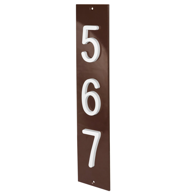 Plaque d'adresse verticale en aluminium à 3 tiroirs Royal Shade, Brun, Blanc, Oui