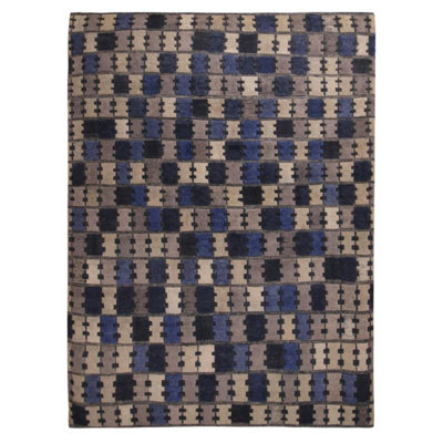 Rug & Kilim’S Scandinavian Geometric Gray And Blue Wool Pile Rug