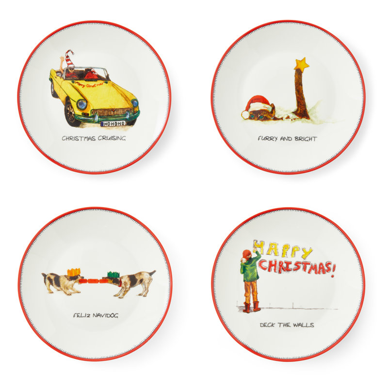 6" Doodles Tidbit Plates, Set of 4