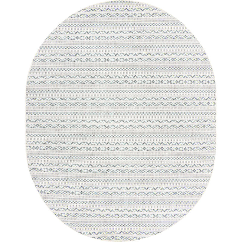 Tapis d'extérieur scintillant bleu clair, Ovale 7 pi 10 po x 10 pi