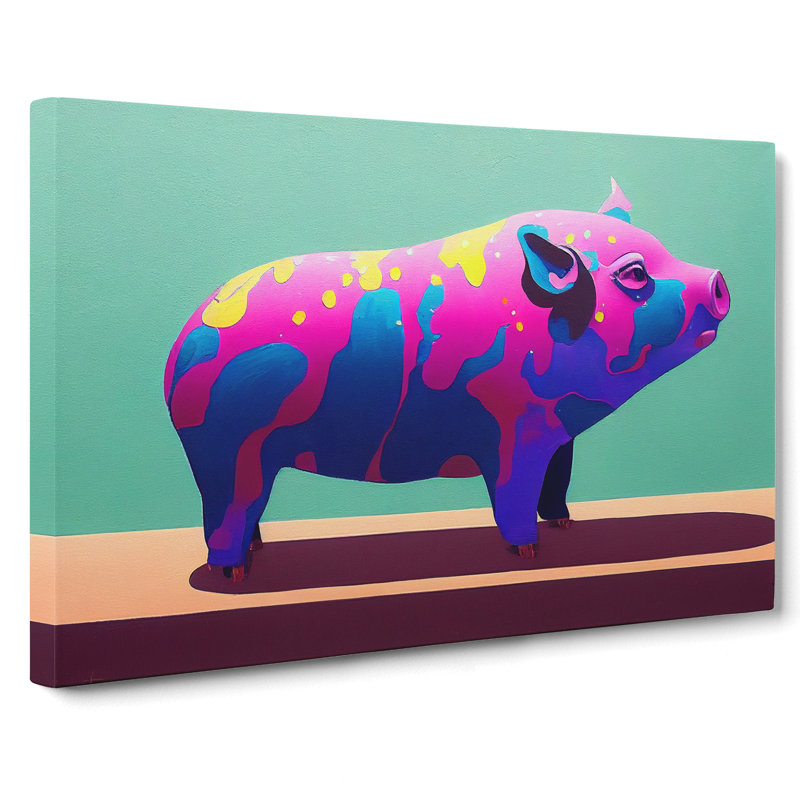 Dripping Pig Abstract - Wrapped Canvas Print, 40cm H x 60cm W x 3cm D