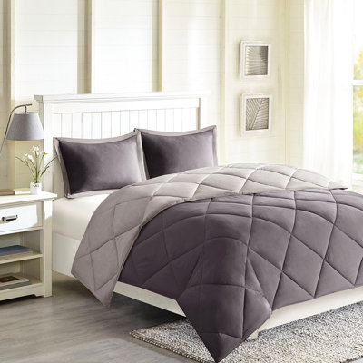 Édredon très grand 3M - 2 taies décoratives, gris, doux et confortable, réversible, rembourrage en duvet synthétique, taies décoratives