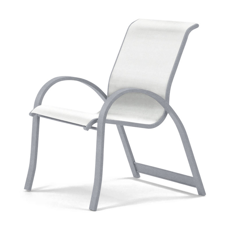 Aruba Stacking Patio Dining Armchair, White, Beachwood