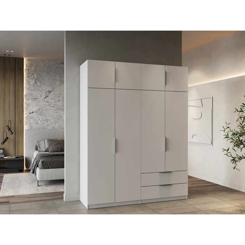 Nuzzi 8 Door Manufactured Wood Wardrobe, White