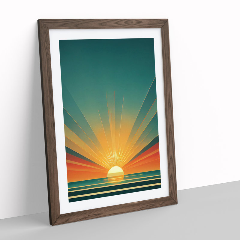 A Gorgeous Abstract Sunset - Framed Print, 64cm H x 46cm W x 2cm D, Walnut 