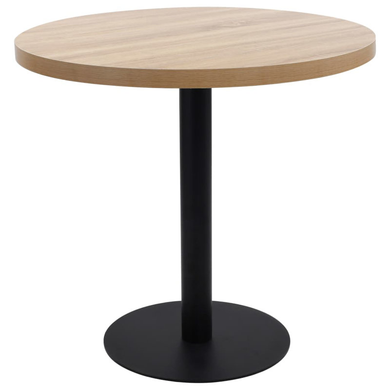Jamarre Round Metal Base Dining Table, Dark Brown, Black
