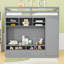 Lit mezzanine double en bois avec tiroirs de rangement, tablettes, garde-robe et lumière DEL-1999105731