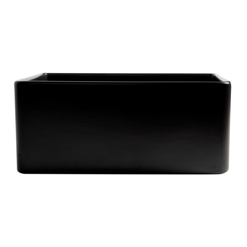 24'' L Single Bowl Fireclay Kitchen Sink, Black Matte