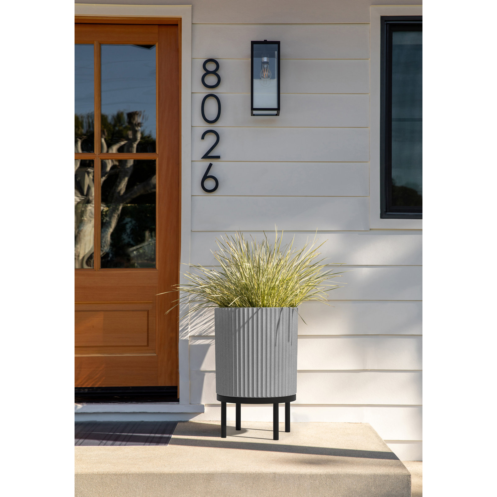 Demi Series Planter with Stand, 1, Gray/Black, 22" H x 14.75" W x 14.75" D