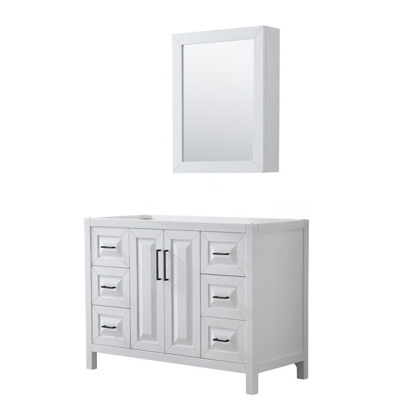 Base de meuble-lavabo simple pour salle de bain 47" avec armoire à pharmacie seulement Daria, Blanc / noir mat