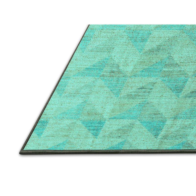 Tapis oriental bleu / vert Glavin, Tapis de couloir 2 pi x 5 pi