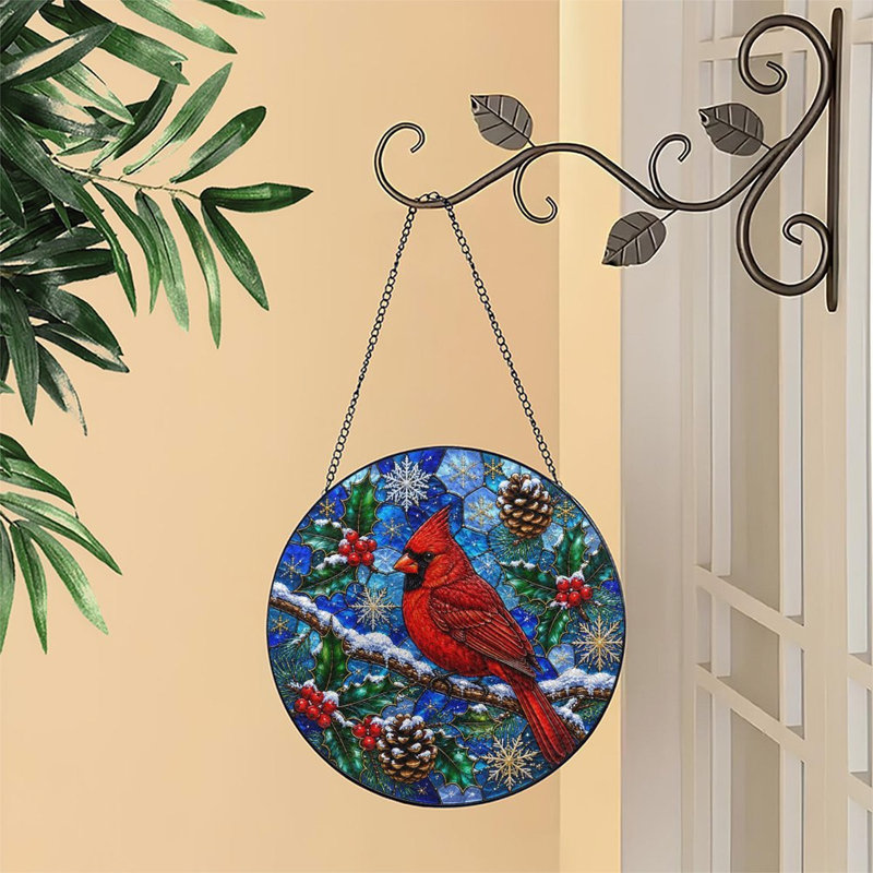 Vitrail rouge pour fenêtre, 9,8 x 9,8 po (25 x 25 cm)
