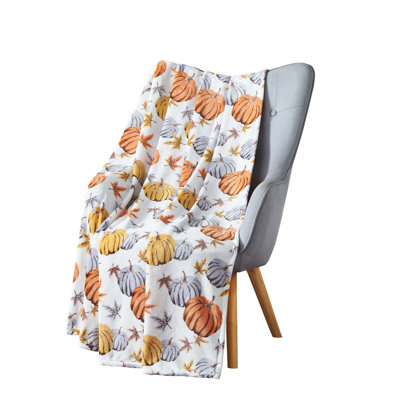 Harvest Gold Pumpkins Printed Flannel Throw 50"X70"