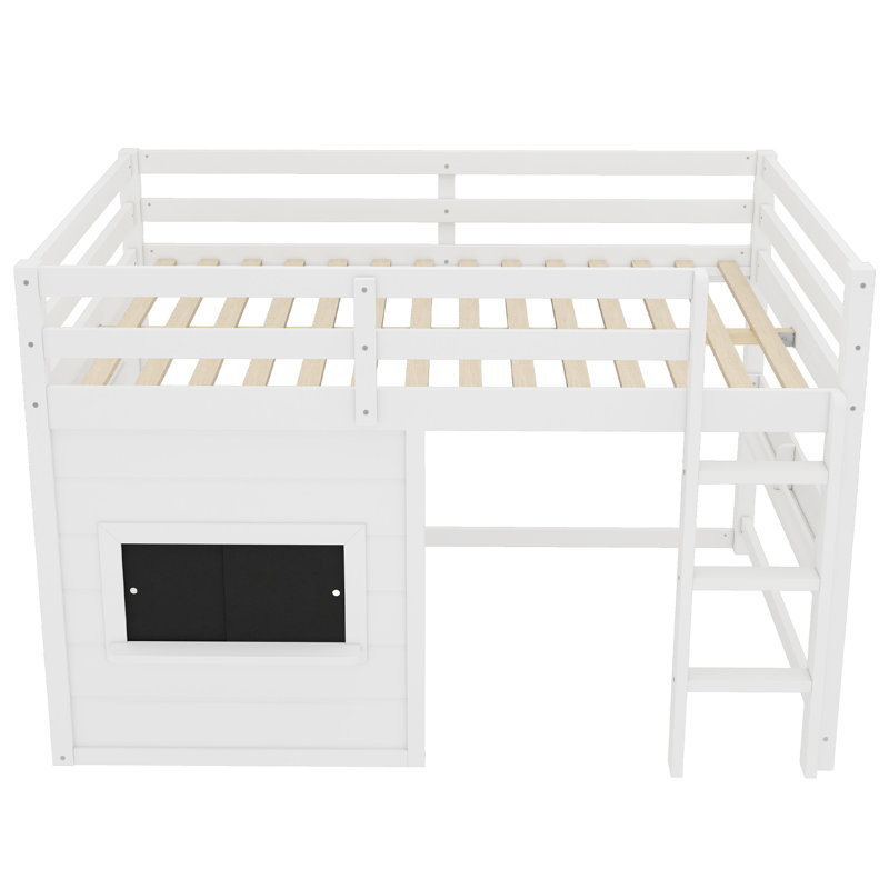 Lit mezzanine pour enfants avec tableau coulissant, Double, Blanc
