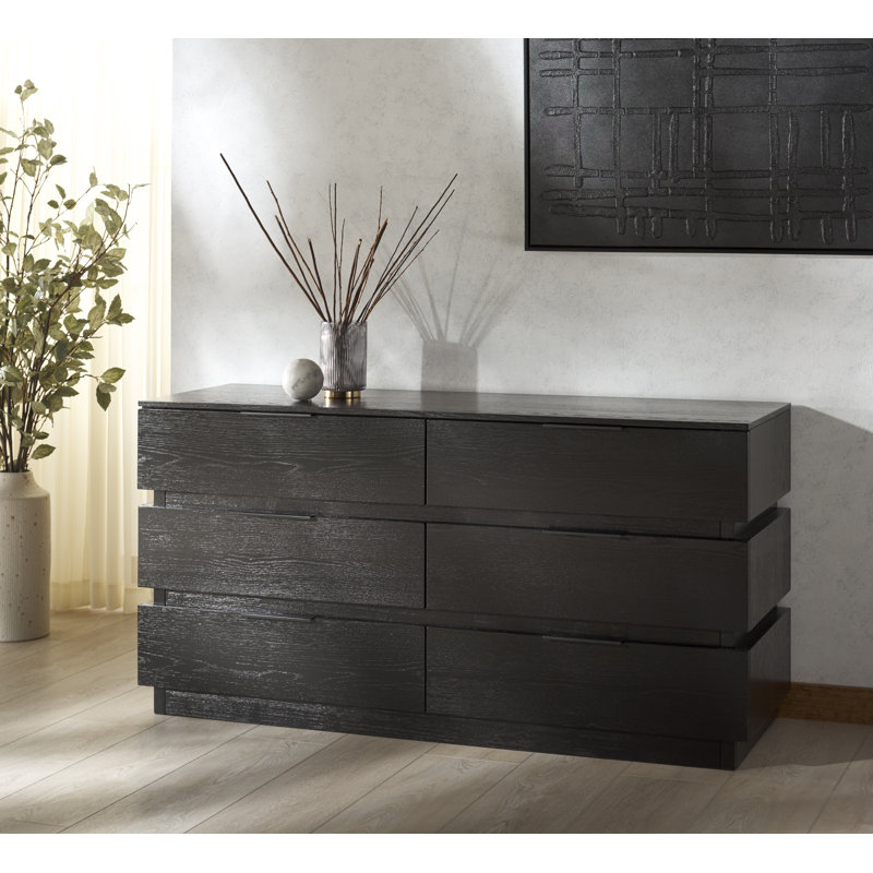 Commode 6 tiroirs Hubbard, Noir, noir, noir, noir