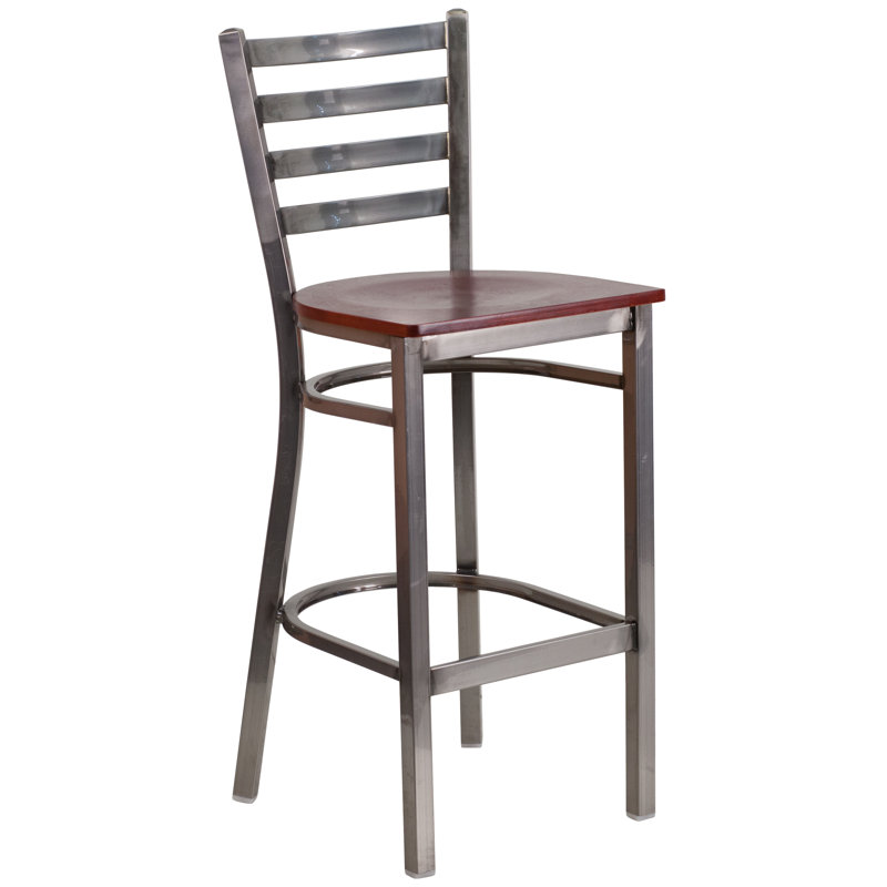 Tabourets de bar en métal Loughran, Acajou, 2, Gris