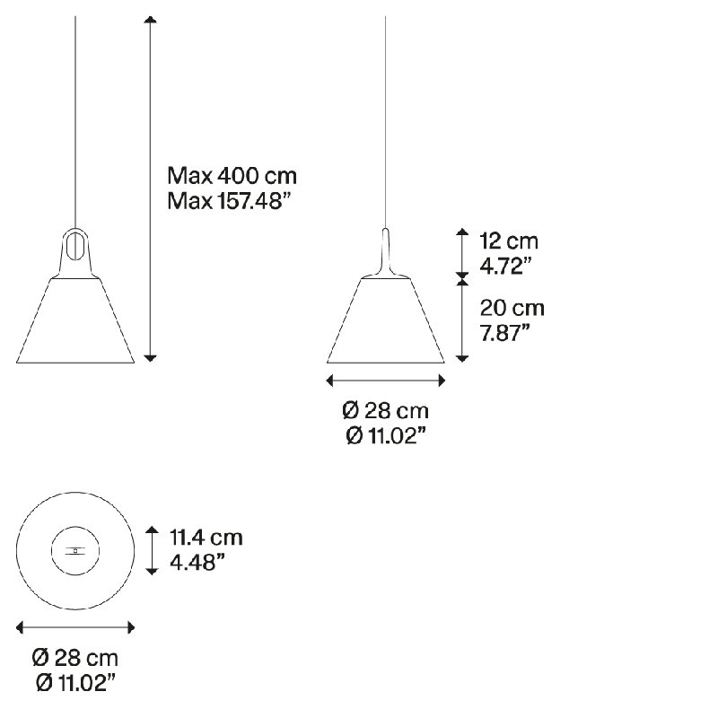 Lodes JIM Cone Suspension Lamp Line-V, Matte Champagne/Gray