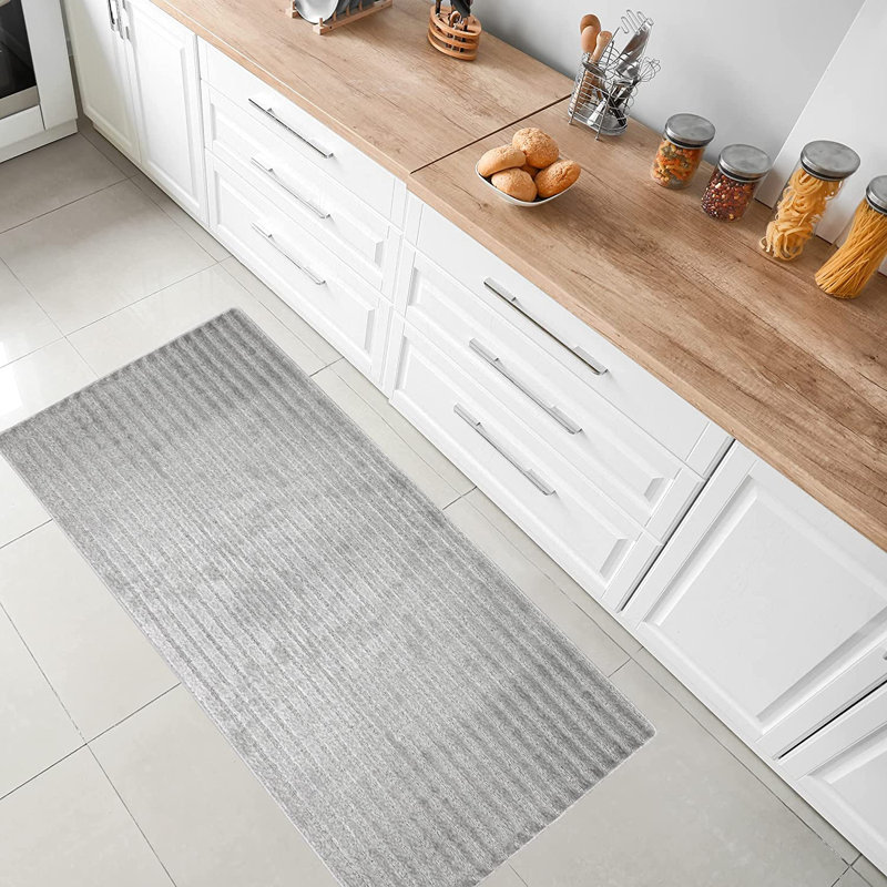 Tapis de cuisine, Rectangle 2 pi 8 po x 5 pi 4 po, Gris clair