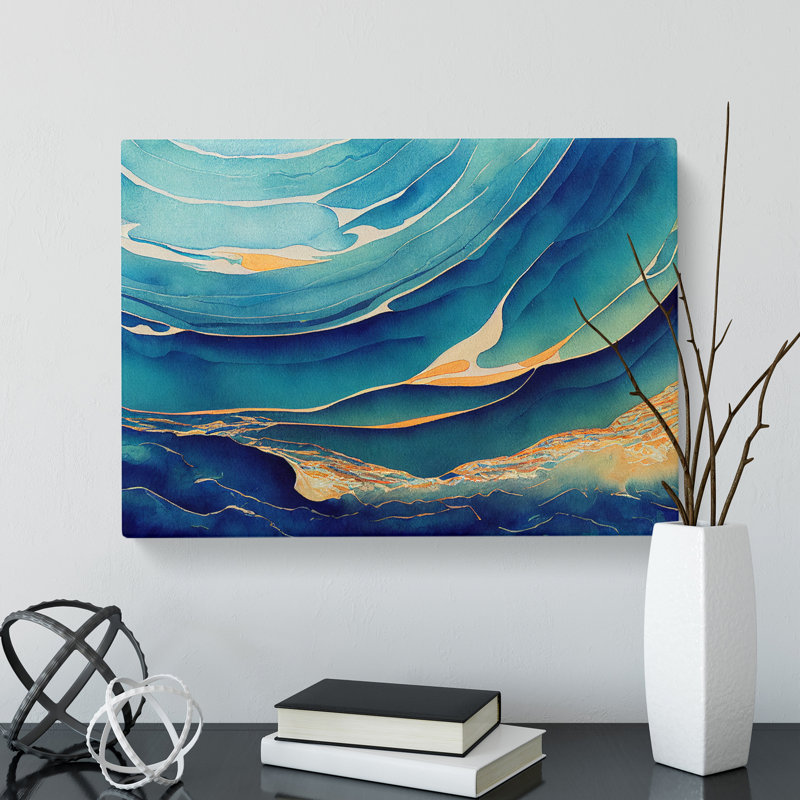 Artful Ocean Wave Abstract - Wrapped Canvas, 35cm H x 50cm W x 3cm D