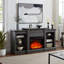 Console multimédia avec grande armoire de rangement, avec foyer encastré de 23 po, pour téléviseur de 70 po ou moins, meuble télé multimédia moderne, gris