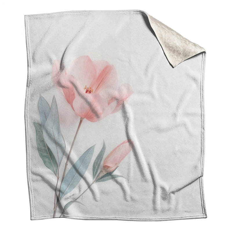 Couvertures fleurs roses avec feuilles, L 60 po x H 80 po