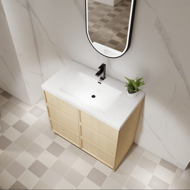 Meuble-lavabo sur pied 36 po avec lavabo en résine et tablettes réglables, 36"