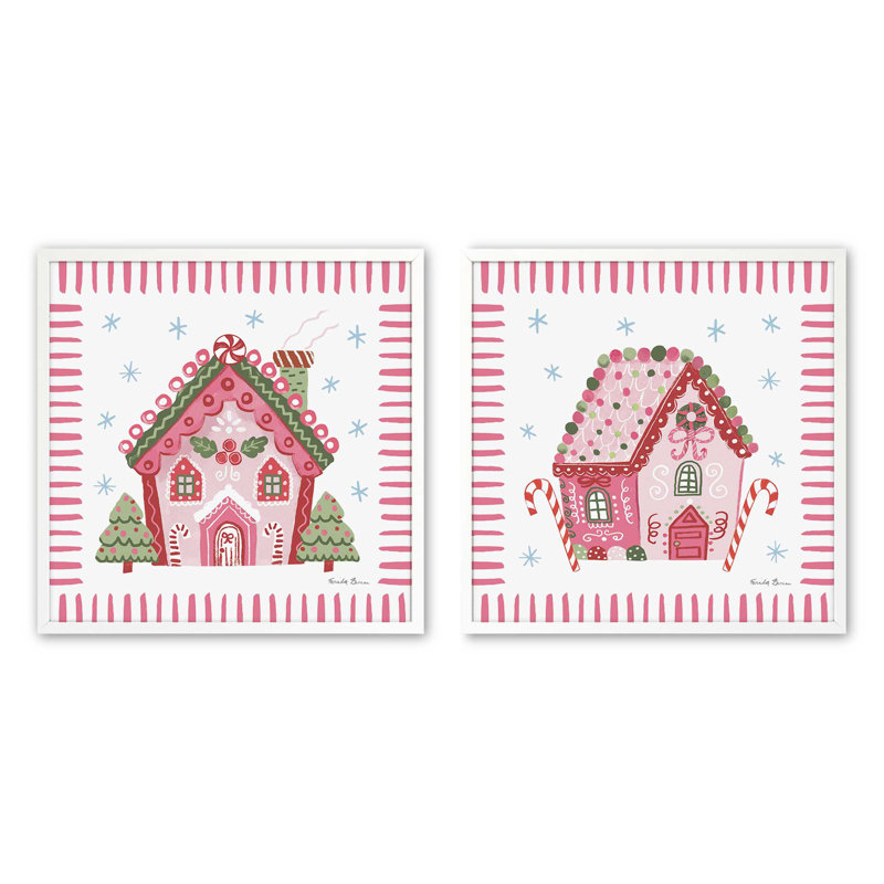 Ensemble de 2 estampes Ribboned Holiday, 12 po x 12 po, Blanc opaque