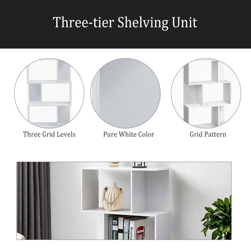 White Three-Layer Simple Household Bookshelf