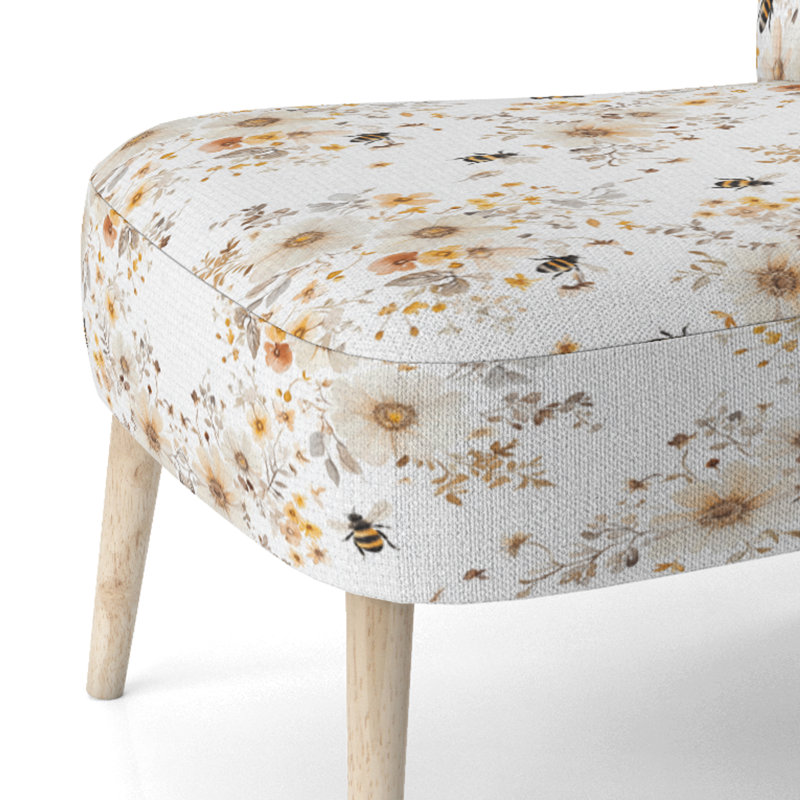 Fauteuil d'appoint de style ferme - Fauteuil d'appoint en velours jaune Nectar Garden, Chaise d'appoint sans accoudoirs