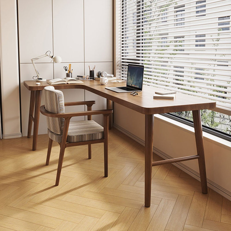 Bureau d'écriture en bois massif en L de couleur châtaignier clair, Retour à gauche, H 29,53 po x l 62,99 po x P 39,37 po