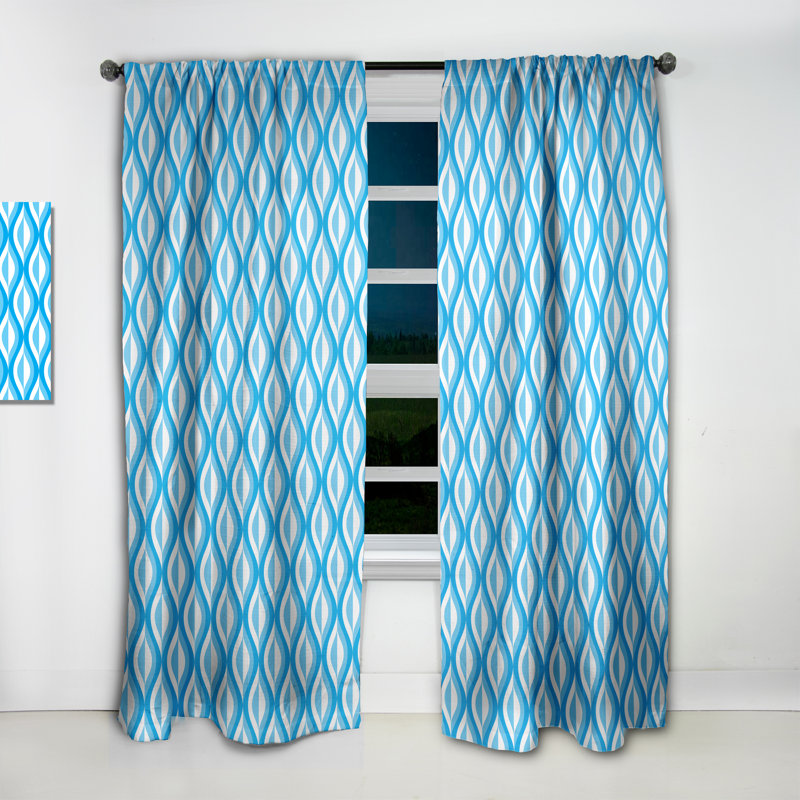 Rideau simple occultant avec motif rétro Mid-Century, L 52 po x L 63 po