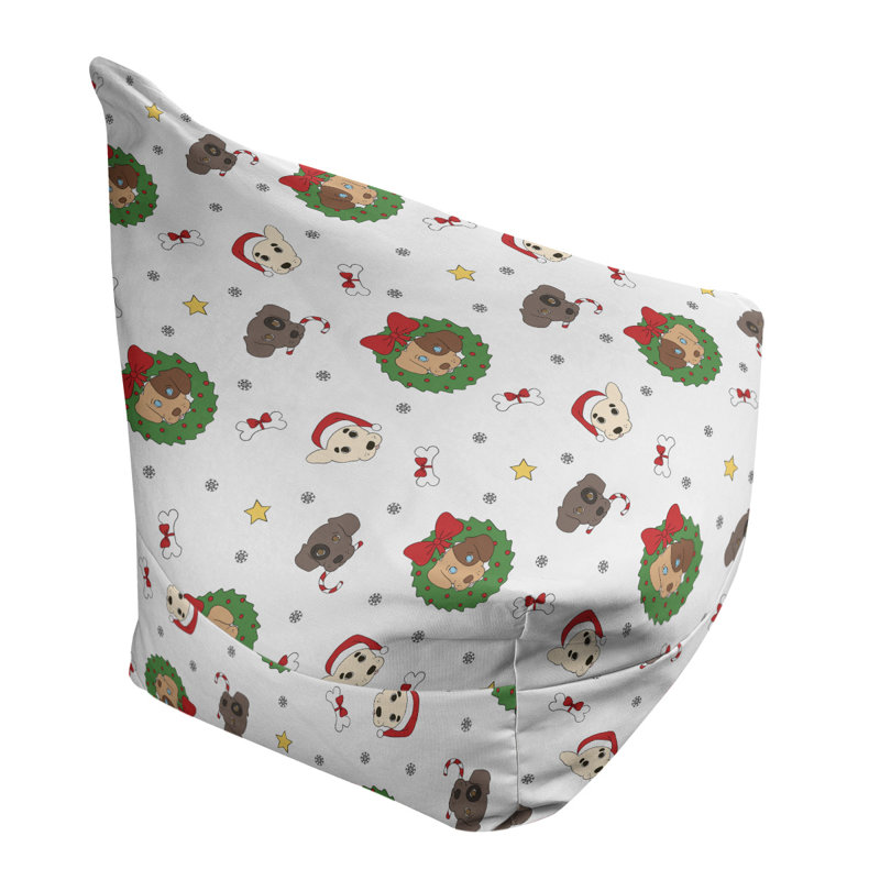 Red Geometric Bean Bag Lounger – Bold Triangle Print Seat for Game Rooms, Dorms & Cozy Corners, 25" H x 27" W x 30" D