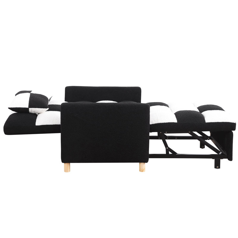 Canapé-lit convertible avec canapé-lit et canapé-lit, Noir / blanc Teddy