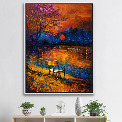 Red Moon Sunset in Autum Forest - reproduction d'art sur toile