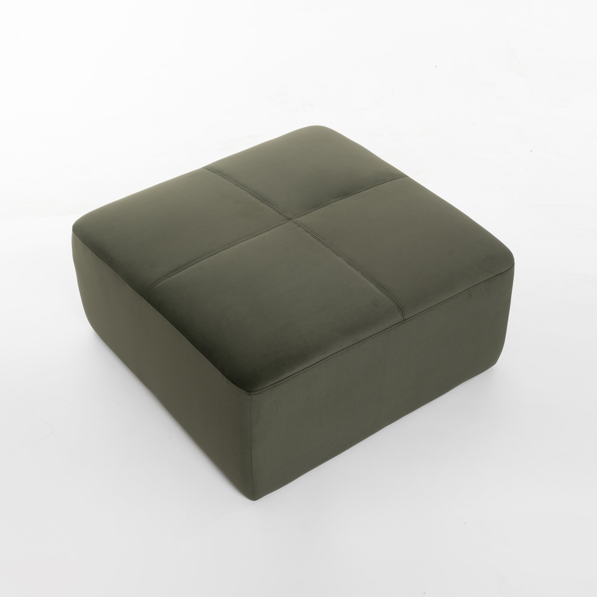 Hartwell 34'' Square Upholstered Ottoman, Loden Performance Velvet