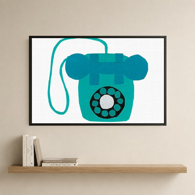 «Retro Téléphone Blue» par Jen Bucheli - Impression sur toile