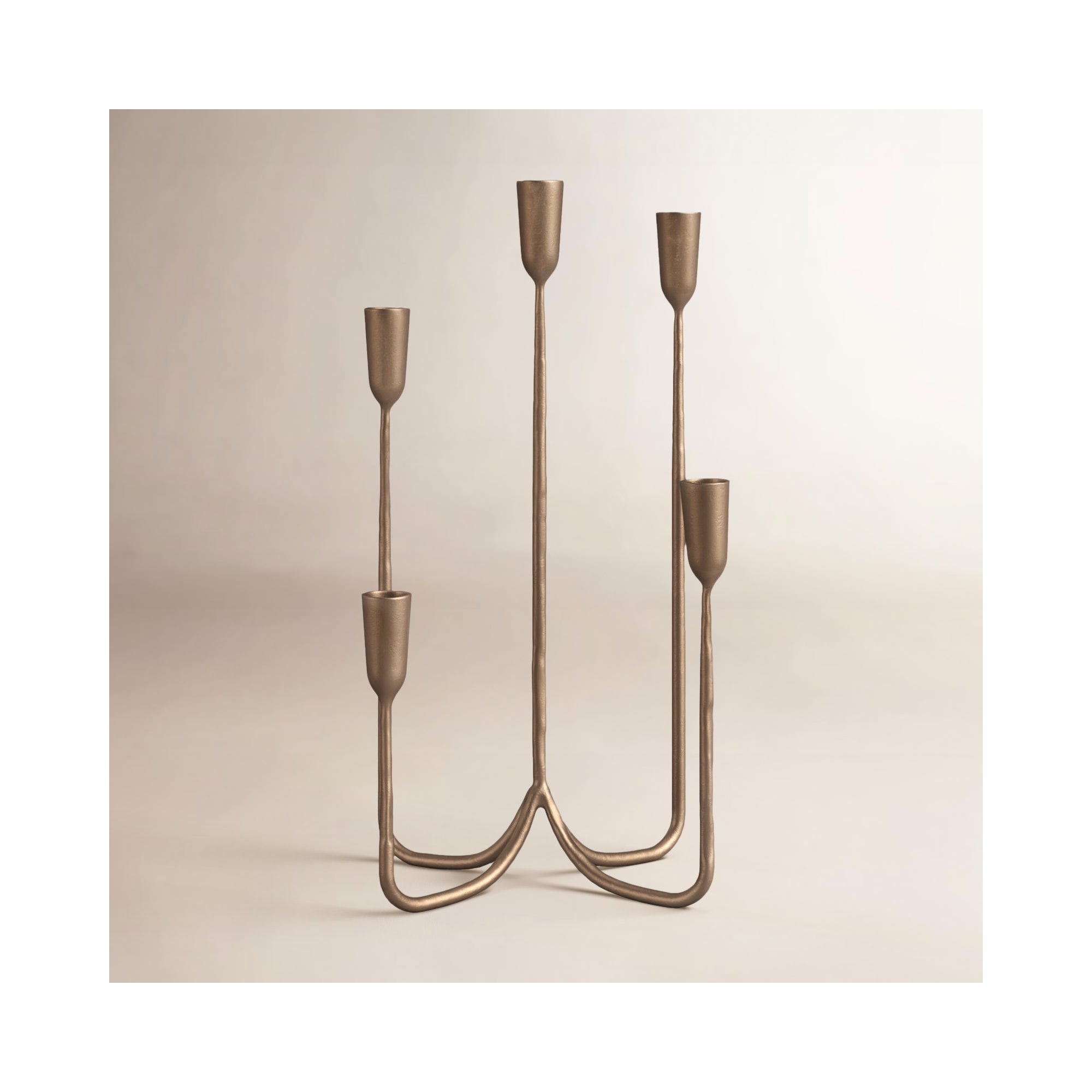 Brass Tabletop Candelabra, 17.25" H x 11.5" W x 11.5" D