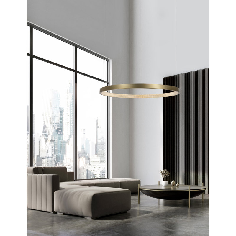 Vegas 1 - Light Antique Brass LED Pendant, 180cm H x 45cm W x 45cm D
