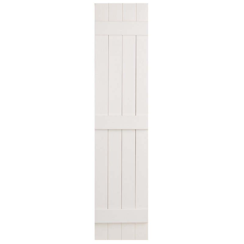 Paire de volets en vinyle fermés à quatre planches et lattes, 51 po, Brun