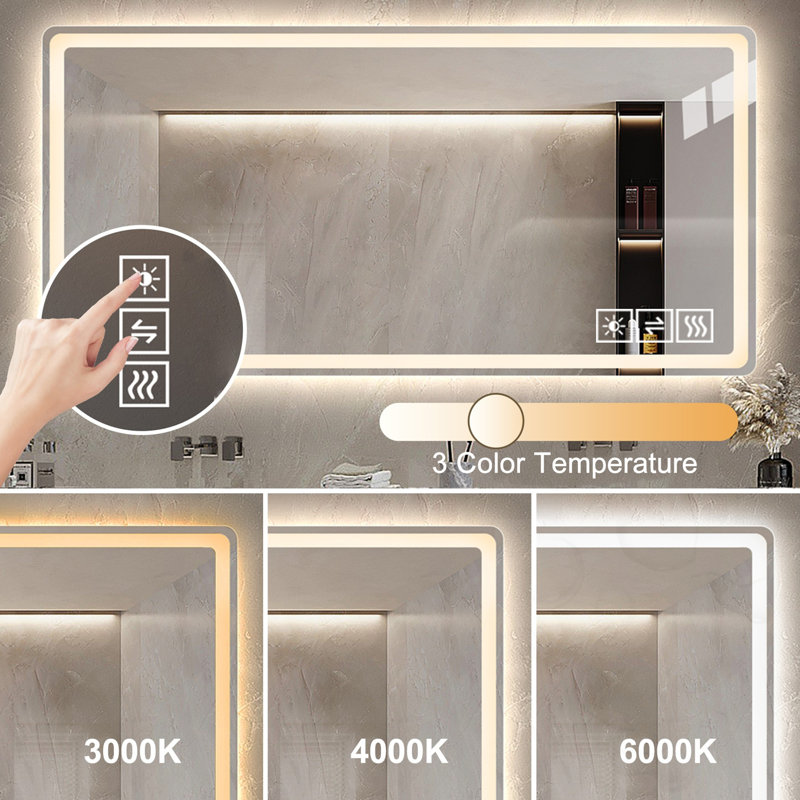 Miroir anti-buée avec lumières DEL