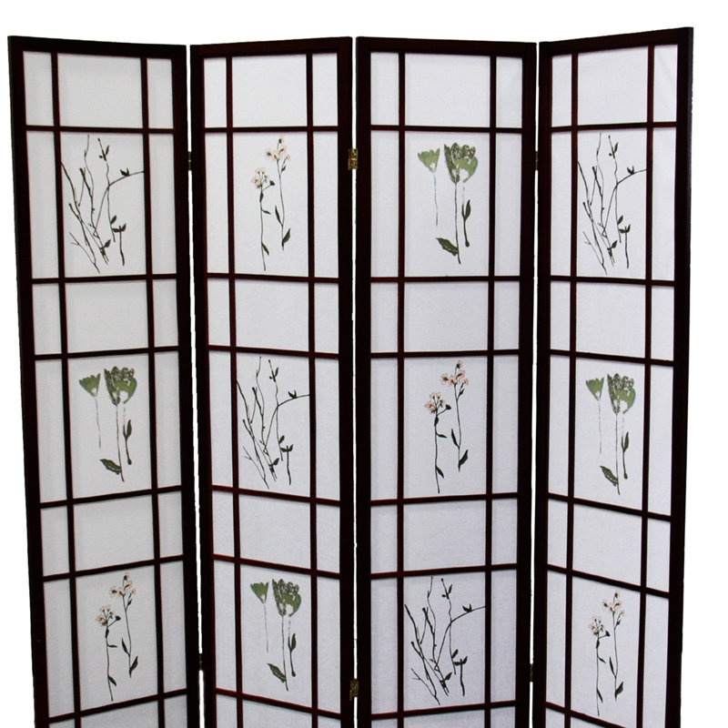 Paravent 4 pièces 70 po de hauteur, cerisier avec artisanat floral asiatique, cerisier, cloison 4, broderie traditionnelle asiatique
