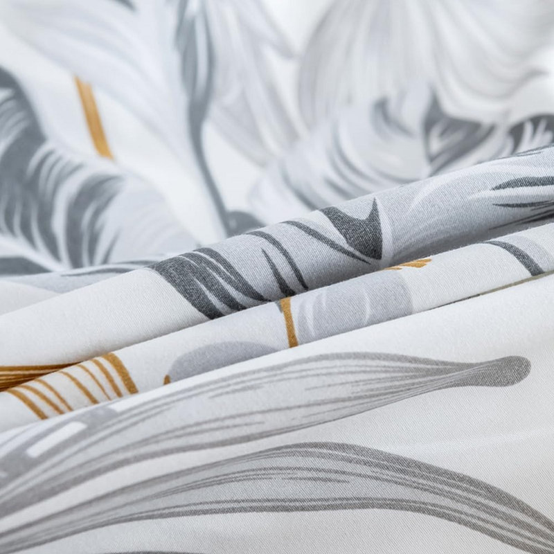  Ensemble de housse de couette Leaves Golden Tropical Leaf, Housse de couette pour très grand lit + 2 taies d