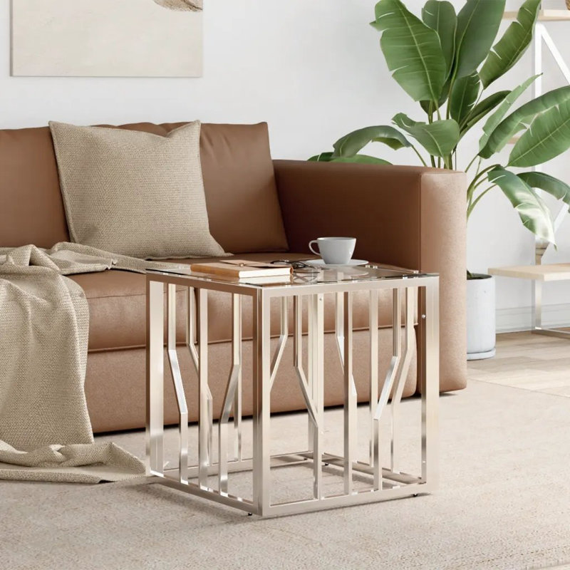 Lyster Frame Coffee Table, Silver, 50cm H x 50cm W x 50cm D