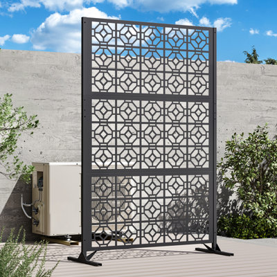 Tucson 50''W Mordern Shades Single Panel Outdoor Patio Metal Privacy Frence Freestanding With Stakes