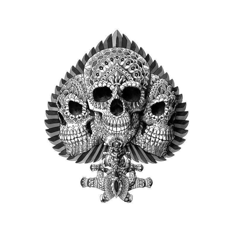 Skull Spade White by Bioworkz - Wrapped Canvas Art Prints, 45.72 cm H x 45.72 cm W