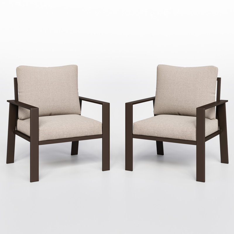 Fauteuil d'extérieur en aluminium avec coussins, Beige