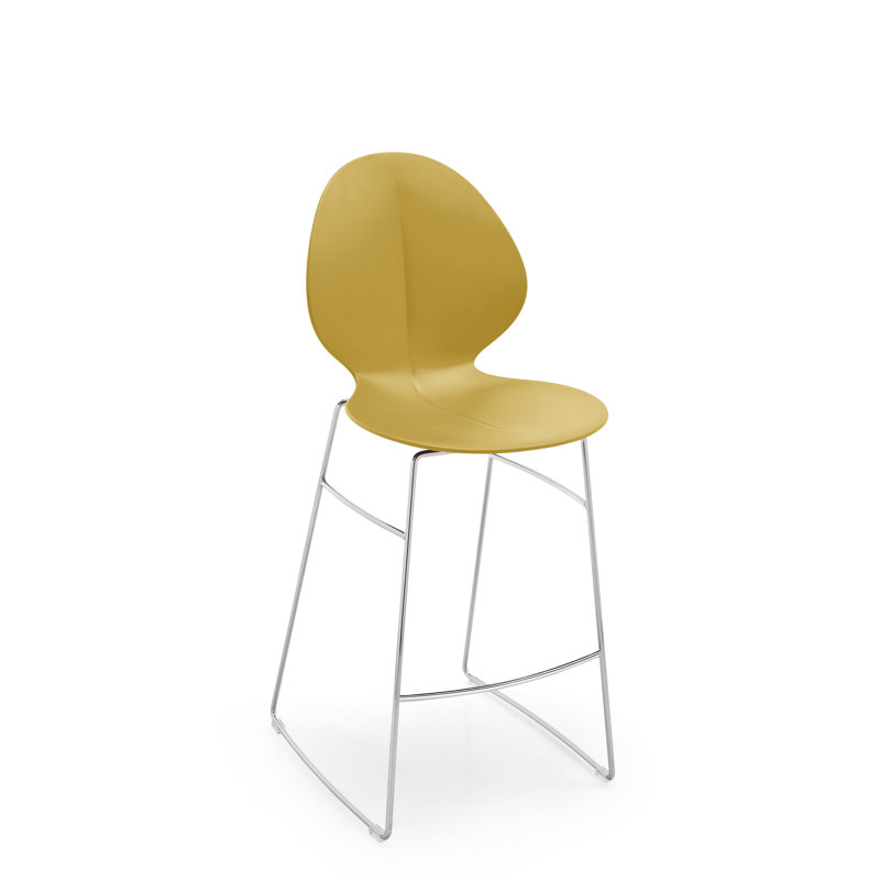 Basil Ergonomic Stool with Metal Base, Counter Stool (26.25" Seat Height), Matte Taupe