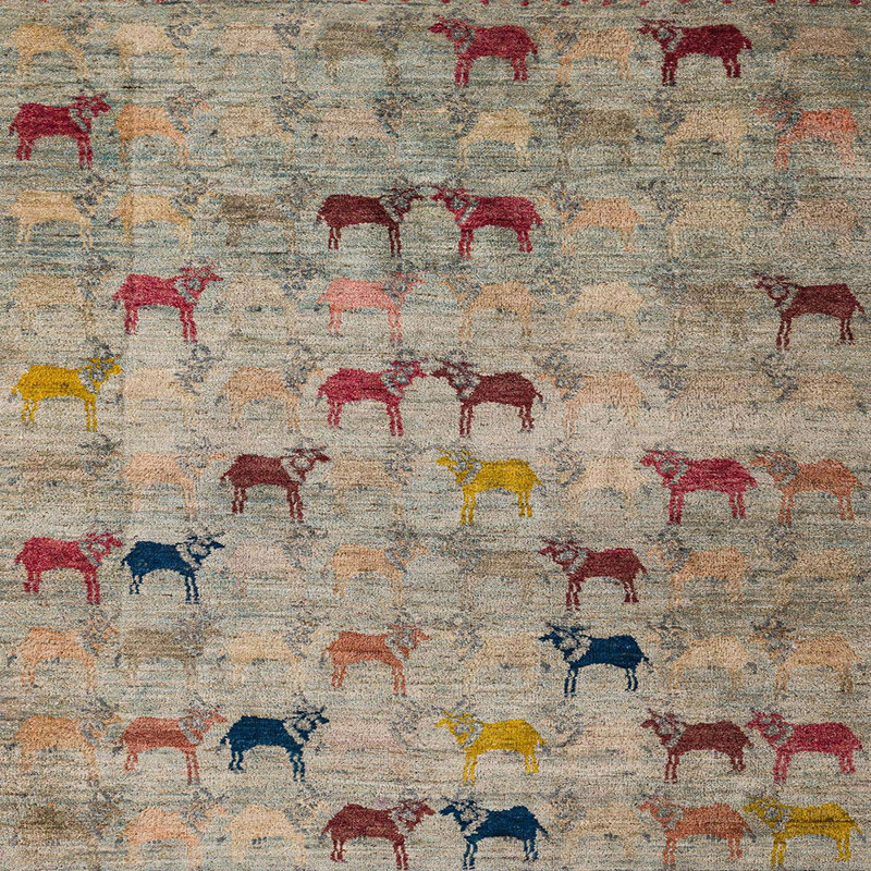 Tapis abstrait moderne 5336, Carré 7 pi