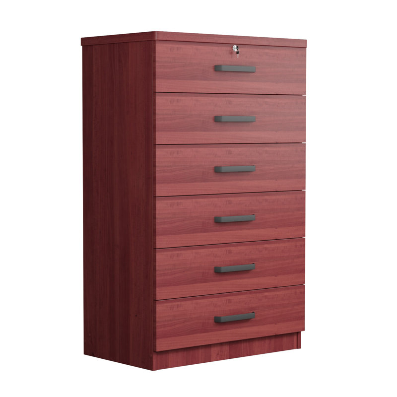 Commode 6 tiroirs Khylon, Acajou